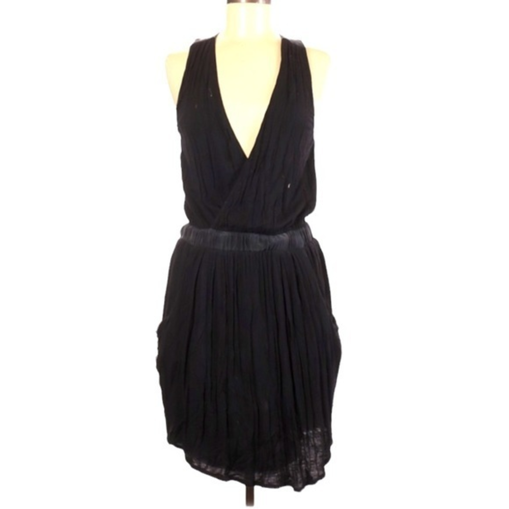 MM Couture by‎ Miss Me M black grey color block deep v pleated dress